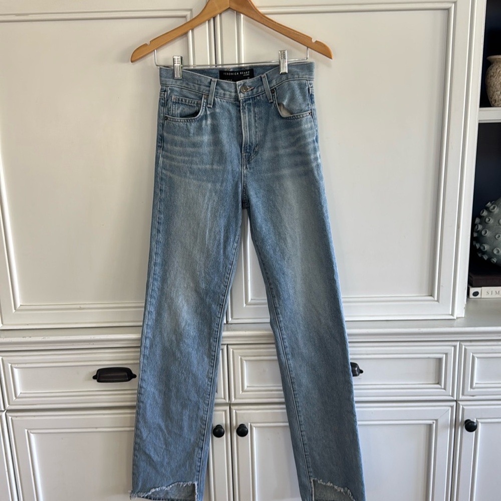 Veronica Beard Size 25 Dylan Full Length Straight High Rise Wash Sunset Pier